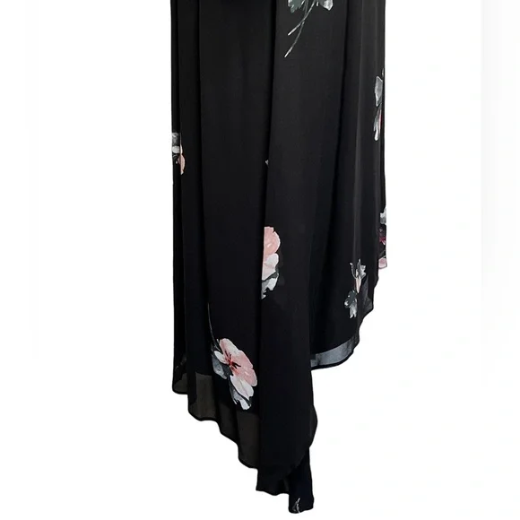 NWT Witchery Womens Dress Black Size 12 V-Neck Sheer Sleeves Maxi Red Flower - Picture 7 of 16